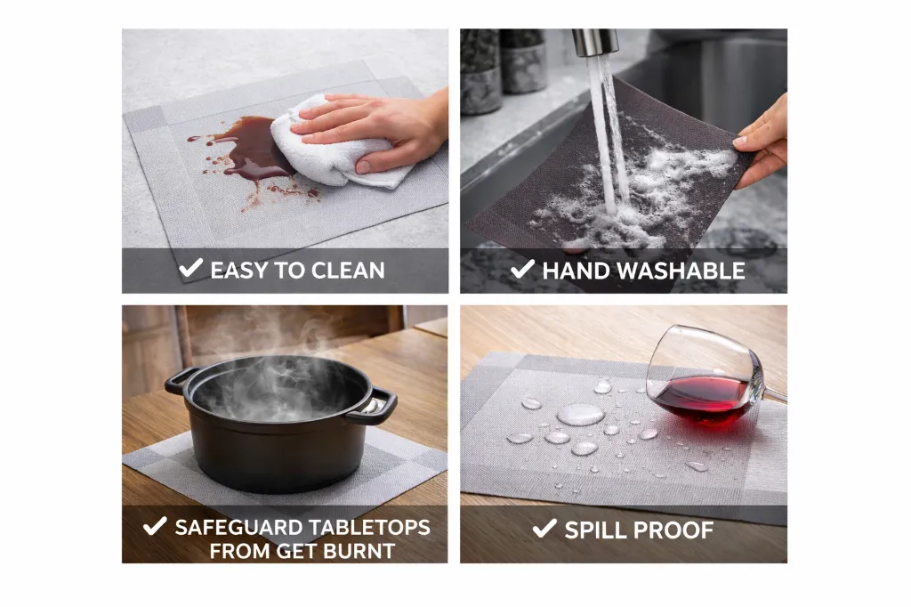 PE2960 Table Mat : Place Mat DK-SILVER GRAY_ Benefits and Care.webp