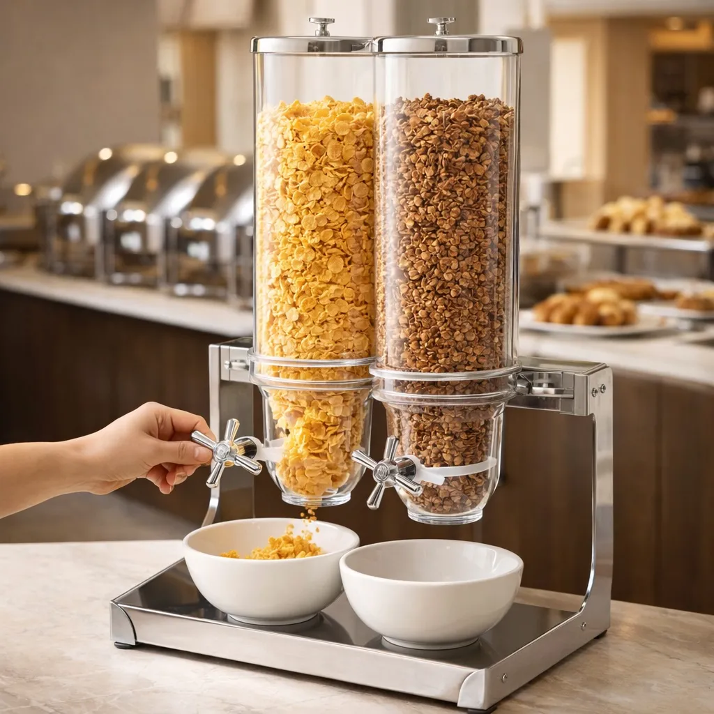 Double Cereal Dispenser for Hotel Buffet | Portion Control, Hygienic & Commercial Use.webp