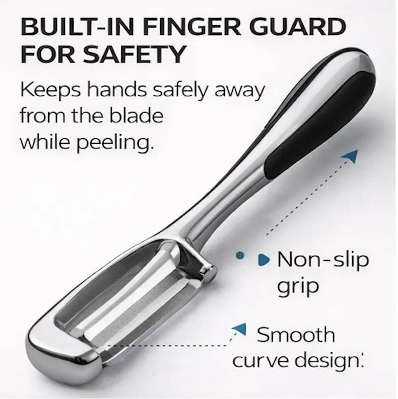 Premium Stainless Steel Fruit & Vegetable Peeler – Sharp Precision Blade with Built-In Finger Guard PE0445.webp
