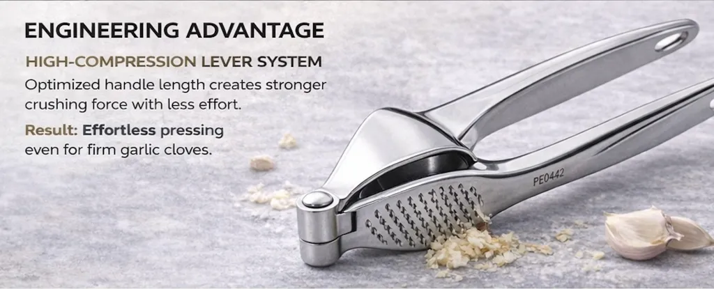 PE0442 Stainless Steel Garlic Crusher with Easy Squeeze Handle | Garlic Paste Maker for Kitchen lifestyle _5.webp