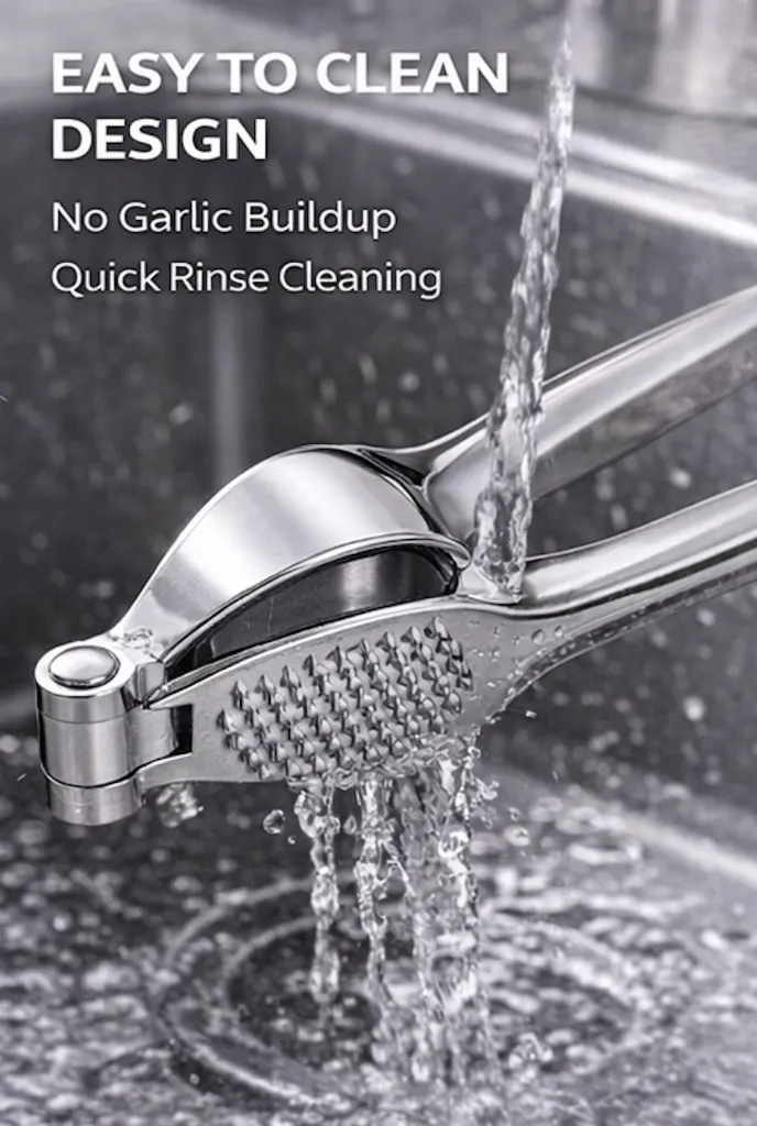 PE0442 Heavy Duty Stainless Steel Garlic Crusher | Manual Garlic & Ginger Press for Home Kitchen_2.webp