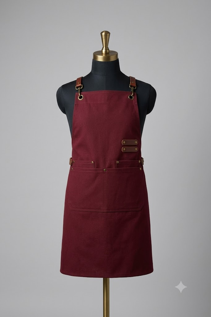 [AP1600-5-Red] Bartending Apron - Eco Denim Red