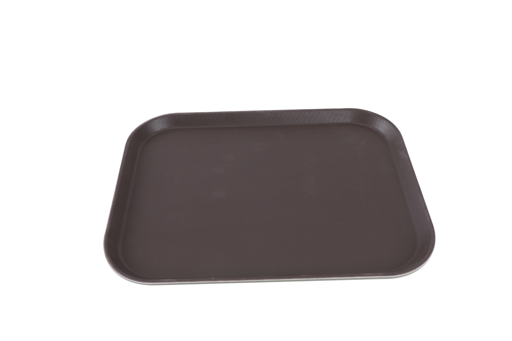 [PE6914_Br] FG Anti-skid | Brown Rectangular Salver (Serving Tray) 12x16in