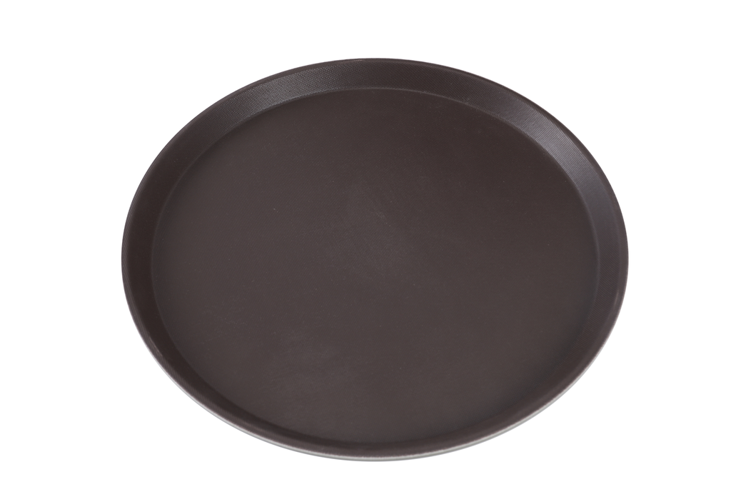 [PE9657] Regular Anti-skid | Brown Round Salver (Serving Tray) 14in
